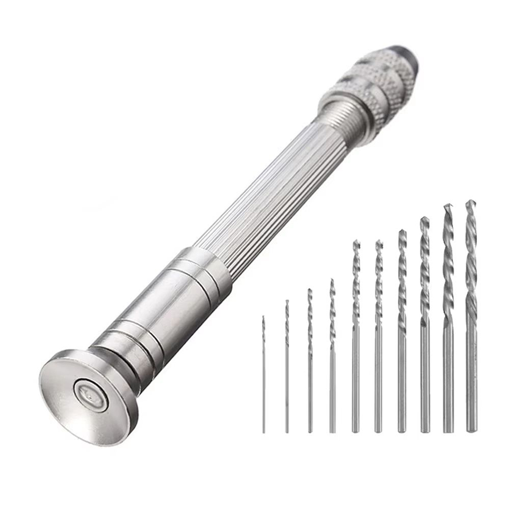 Pin Vice Micro - مجموعة مثقاب يدوي صغير مع 10